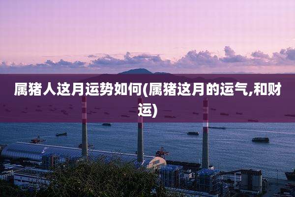 属猪人这月运势如何(属猪这月的运气,和财运)