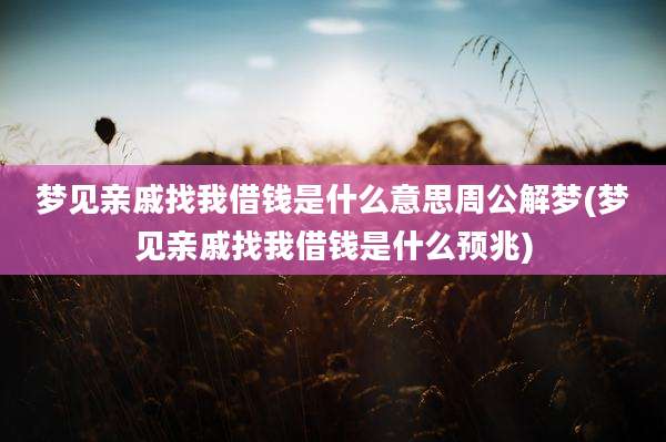 梦见亲戚找我借钱是什么意思周公解梦(梦见亲戚找我借钱是什么预兆)