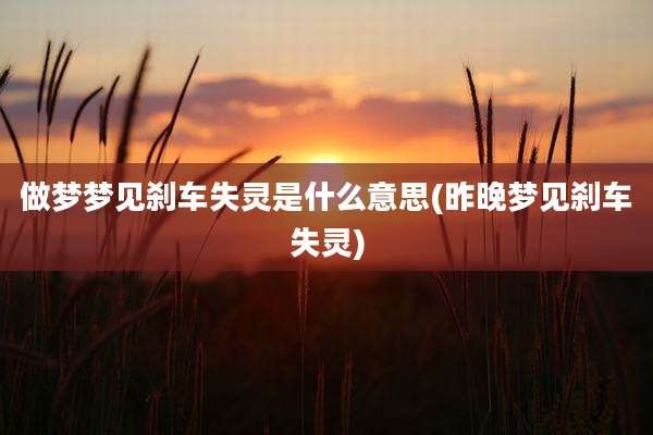 做梦梦见刹车失灵是什么意思(昨晚梦见刹车失灵)