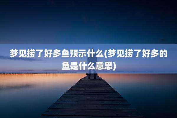 梦见捞了好多鱼预示什么(梦见捞了好多的鱼是什么意思)