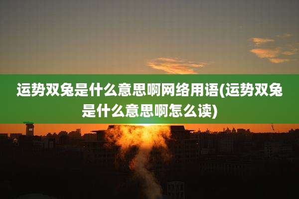 运势双兔是什么意思啊网络用语(运势双兔是什么意思啊怎么读)