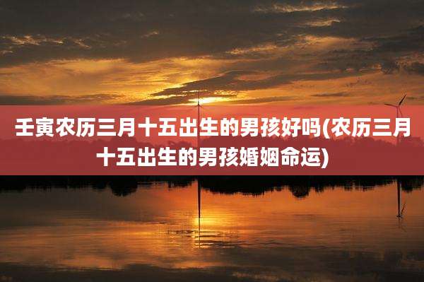 壬寅农历三月十五出生的男孩好吗(农历三月十五出生的男孩婚姻命运)