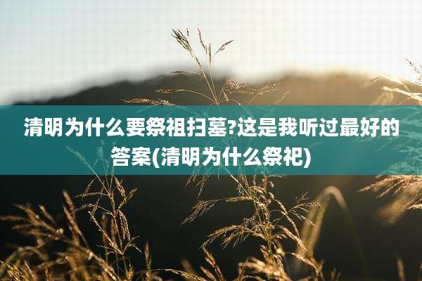 清明为什么要祭祖扫墓?这是我听过最好的答案(清明为什么祭祀)