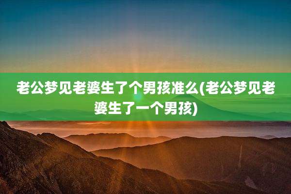 老公梦见老婆生了个男孩准么(老公梦见老婆生了一个男孩)