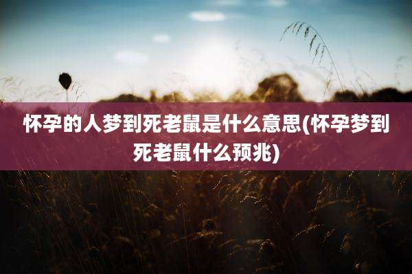 怀孕的人梦到死老鼠是什么意思(怀孕梦到死老鼠什么预兆)