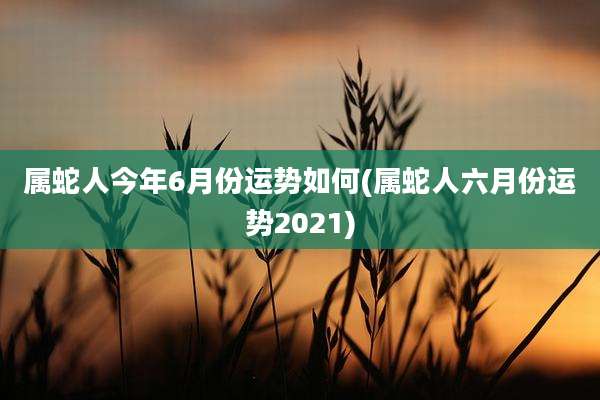 属蛇人今年6月份运势如何(属蛇人六月份运势2021)