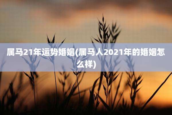 属马21年运势婚姻(属马人2021年的婚姻怎么样)