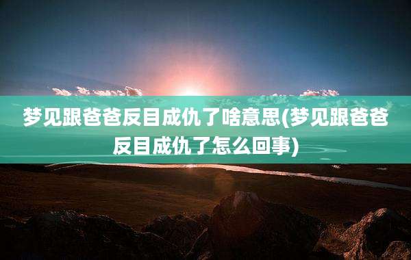 梦见跟爸爸反目成仇了啥意思(梦见跟爸爸反目成仇了怎么回事)