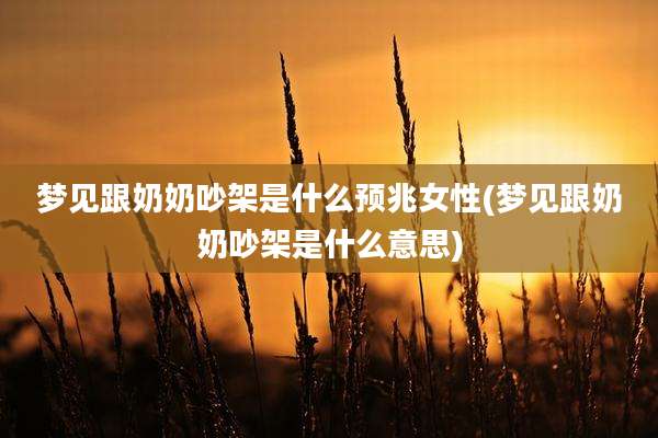 梦见跟奶奶吵架是什么预兆女性(梦见跟奶奶吵架是什么意思)