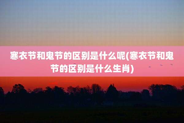 寒衣节和鬼节的区别是什么呢(寒衣节和鬼节的区别是什么生肖)