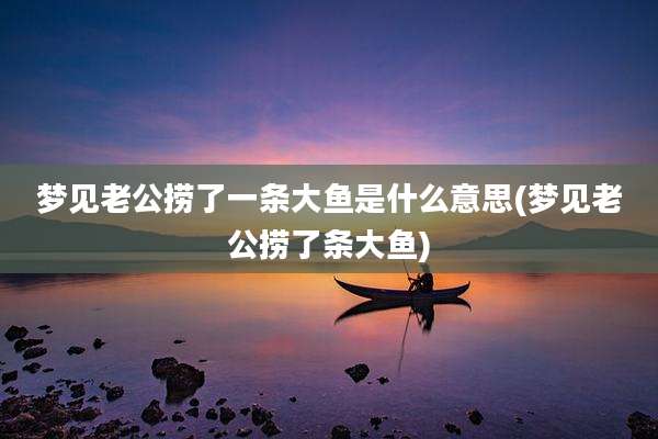 梦见老公捞了一条大鱼是什么意思(梦见老公捞了条大鱼)