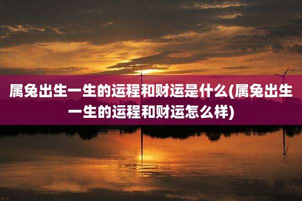 属兔出生一生的运程和财运是什么(属兔出生一生的运程和财运怎么样)