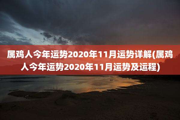 属鸡人今年运势2020年11月运势详解(属鸡人今年运势2020年11月运势及运程)