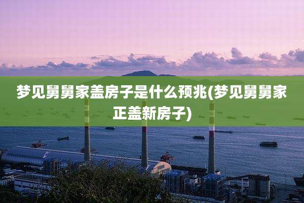 梦见舅舅家盖房子是什么预兆(梦见舅舅家正盖新房子)