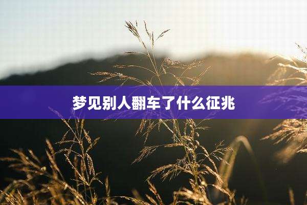 梦见别人翻车了什么征兆