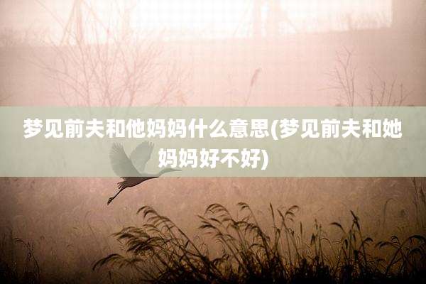 梦见前夫和他妈妈什么意思(梦见前夫和她妈妈好不好)