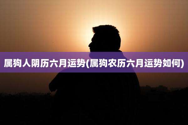 属狗人阴历六月运势(属狗农历六月运势如何)