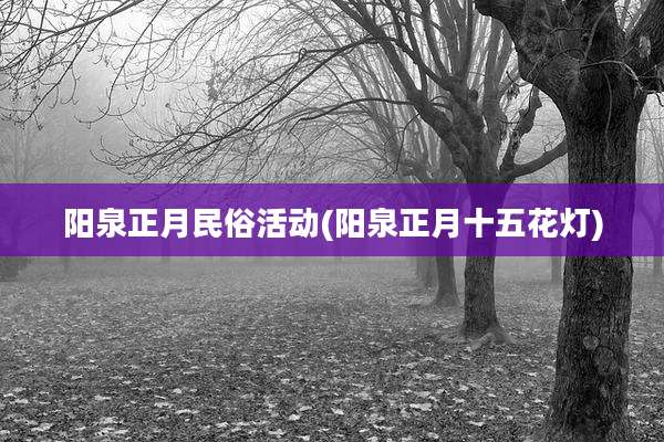阳泉正月民俗活动(阳泉正月十五花灯)