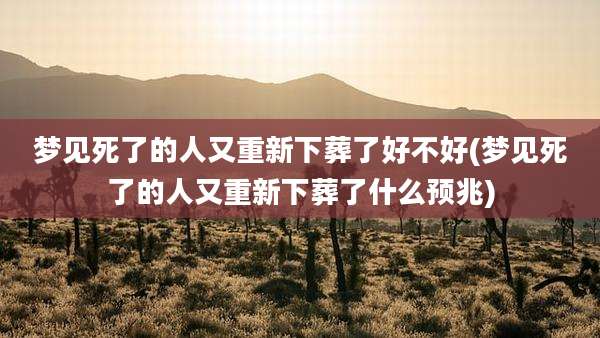 梦见死了的人又重新下葬了好不好(梦见死了的人又重新下葬了什么预兆)