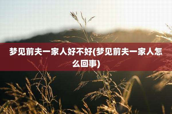 梦见前夫一家人好不好(梦见前夫一家人怎么回事)