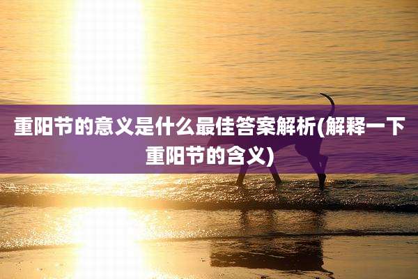 重阳节的意义是什么最佳答案解析(解释一下重阳节的含义)