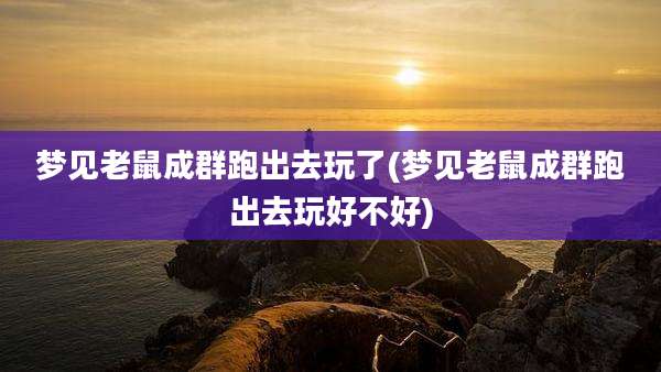 梦见老鼠成群跑出去玩了(梦见老鼠成群跑出去玩好不好)