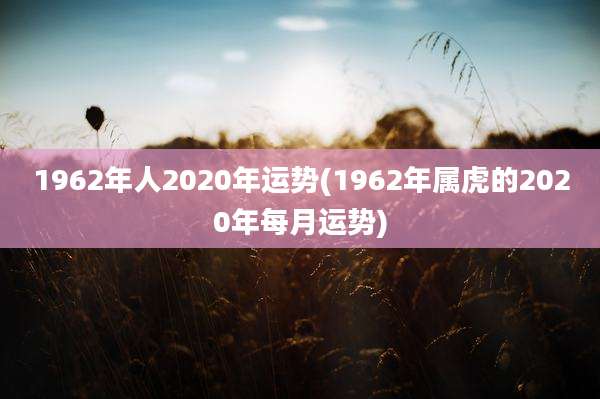 1962年人2020年运势(1962年属虎的2020年每月运势)