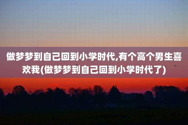 做梦梦到自己回到小学时代,有个高个男生喜欢我(做梦梦到自己回到小学时代了)