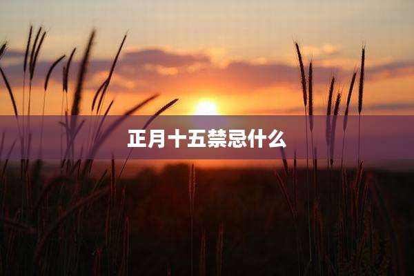 正月十五禁忌什么