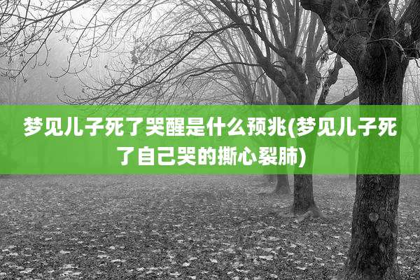 梦见儿子死了哭醒是什么预兆(梦见儿子死了自己哭的撕心裂肺)