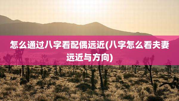 怎么通过八字看配偶远近(八字怎么看夫妻远近与方向)