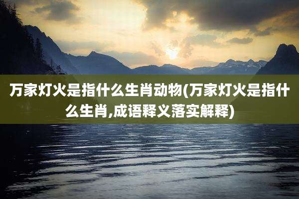 万家灯火是指什么生肖动物(万家灯火是指什么生肖,成语释义落实解释)