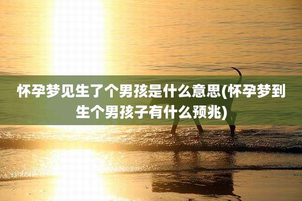 怀孕梦见生了个男孩是什么意思(怀孕梦到生个男孩子有什么预兆)