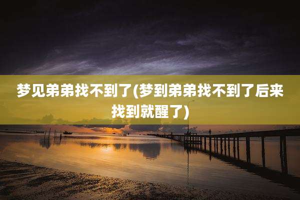 梦见弟弟找不到了(梦到弟弟找不到了后来找到就醒了)