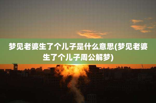 梦见老婆生了个儿子是什么意思(梦见老婆生了个儿子周公解梦)
