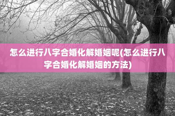 怎么进行八字合婚化解婚姻呢(怎么进行八字合婚化解婚姻的方法)