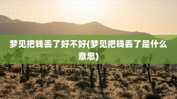 梦见把钱丢了好不好(梦见把钱丢了是什么意思)