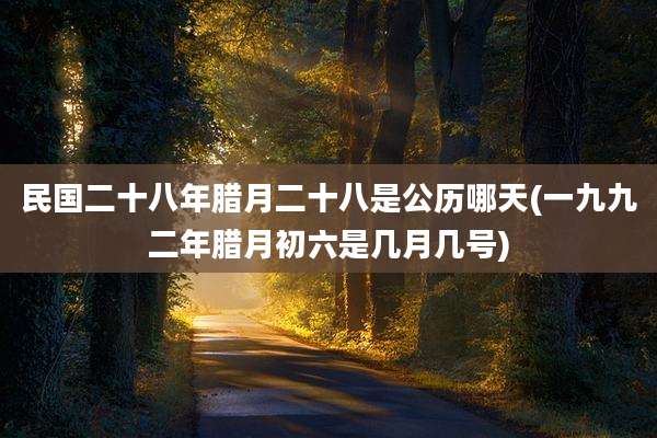 民国二十八年腊月二十八是公历哪天(一九九二年腊月初六是几月几号)