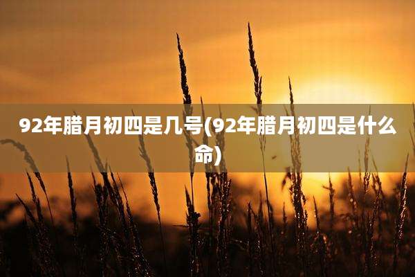 92年腊月初四是几号(92年腊月初四是什么命)