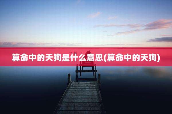 算命中的天狗是什么意思(算命中的天狗)