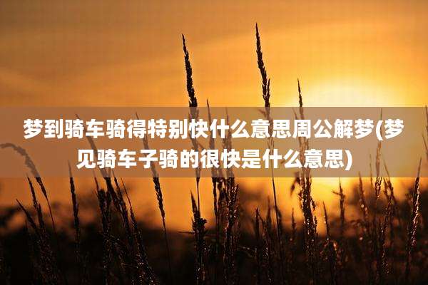 梦到骑车骑得特别快什么意思周公解梦(梦见骑车子骑的很快是什么意思)