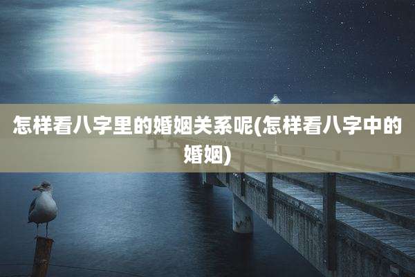 怎样看八字里的婚姻关系呢(怎样看八字中的婚姻)
