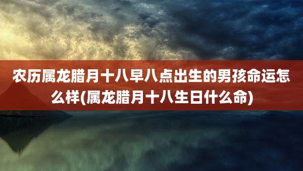 农历属龙腊月十八早八点出生的男孩命运怎么样(属龙腊月十八生日什么命)