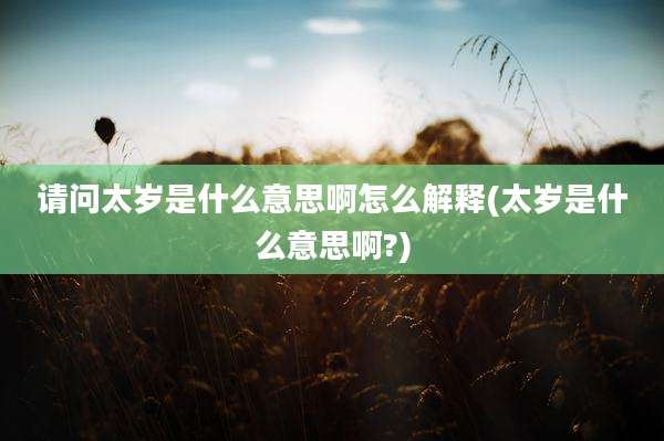 请问太岁是什么意思啊怎么解释(太岁是什么意思啊?)