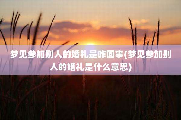 梦见参加别人的婚礼是咋回事(梦见参加别人的婚礼是什么意思)