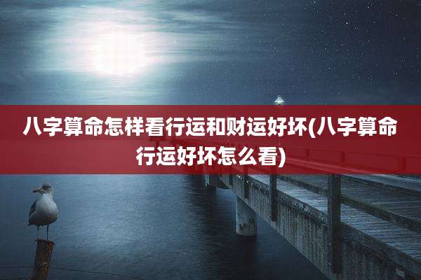 八字算命怎样看行运和财运好坏(八字算命行运好坏怎么看)