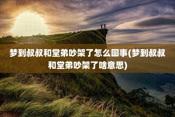 梦到叔叔和堂弟吵架了怎么回事(梦到叔叔和堂弟吵架了啥意思)