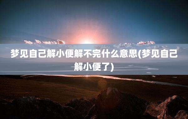 梦见自己解小便解不完什么意思(梦见自己解小便了)