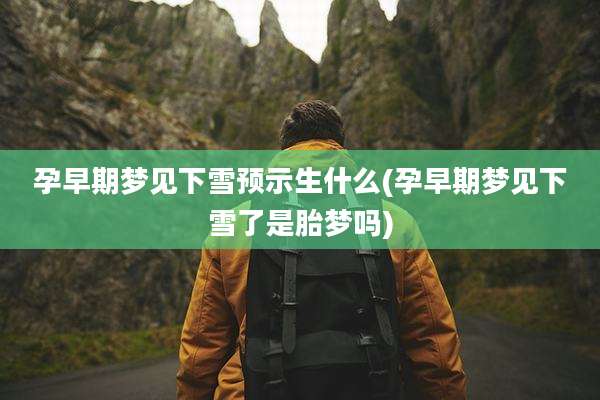 孕早期梦见下雪预示生什么(孕早期梦见下雪了是胎梦吗)