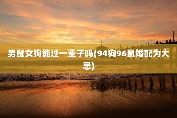 男鼠女狗能过一辈子吗(94狗96鼠婚配为大忌)